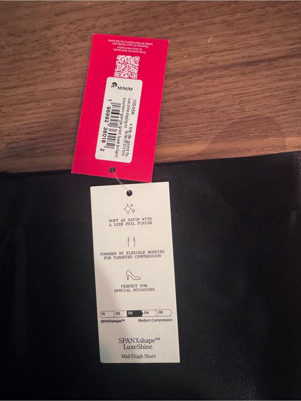 SPANX Black LuxeShine Mid-Thigh Shaping Short NWT - Picture 2 of 8